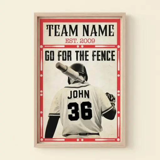 Personalized Baseball Player Poster - Go For The Fence - Vintage Art - Poster & Canvas