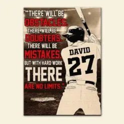 Personalized Baseball Player Poster - With Hard Work There Are No Limits - Poster & Canvas