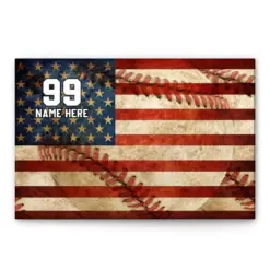 Personalized Baseball Poster & Canvas, Baseball American Flag Wall Art, Home Decor, Father's Day, Birthday Gift For Men, Dad, Husband, Boy, Son