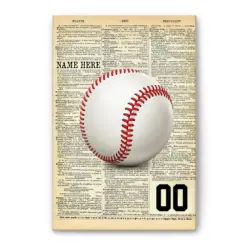 Personalized Baseball Poster & Canvas, Baseball Ball Dictionary Wall Art, Custom Name Number Home Decor For Son, Boy, Kid From Mom, Dad