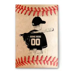 Personalized Baseball Poster & Canvas, Baseball Boy Batter Wall Art, Custom Name Number Home Decor For Son, Boy, Kid From Mom, Dad