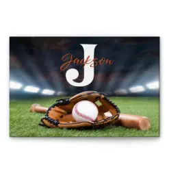 Personalized Baseball Poster & Canvas, Baseball Field Wall Art, Custom Name Home Decor For Son, Boy, Kid From Mom, Dad