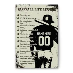 Personalized Baseball Poster & Canvas, Baseball Life Lessons Wall Art, Custom Name Number Home Decor, Birthday Gift For Boy, Son, Kid From Mom, Dad