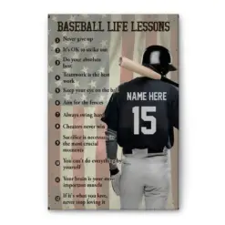 Personalized Baseball Poster & Canvas, Baseball Life Lessons Wall Art, Custom Name Number Home Decor For Son, Boy, Kid From Mom, Dad