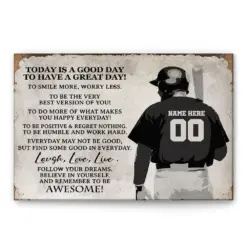 Personalized Baseball Poster & Canvas, Today is A Good Day - Inspirational Wall Art, Custom Name Number Home Decor For Boy, Men, Son