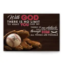 Personalized Baseball Poster & Canvas, With God All Things Are Possible Wall Art, Custom Name Number Home Decor For Son, Boy, Men