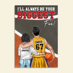 Personalized Basketball Couple Poster - Always Be Your Biggest Fan - Couple Shoulder To Shoulder - Poster & Canvas