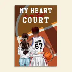 Personalized Basketball Couple Poster - My Heart Is On That Field - Couple Shoulder To Shoulder - Poster & Canvas