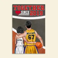 Personalized Basketball Couple Poster - Together Since - Couple Shoulder To Shoulder - Poster & Canvas