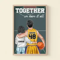 Personalized Basketball Couple Poster - Together We Have It All - Basketball Court View - Poster & Canvas