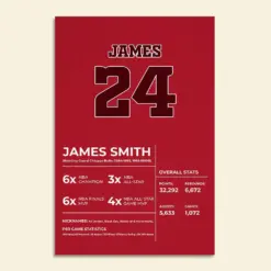 Personalized Basketball Minimalist Poster - Red Background - Poster & Canvas