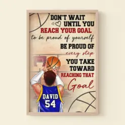 Personalized Basketball Player Poster - Don't Wait Until You Reach Your Goal - Basketball Back View - Poster & Canvas