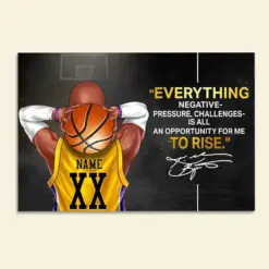 Personalized Basketball Player Poster - Everything Negative Pressure Challenges Is All An Opportunity For Me To Rise - Poster & Canvas