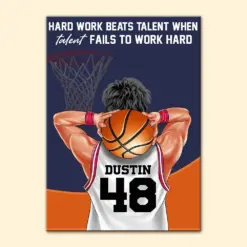 Personalized Basketball Player Poster - Hard Work Beats Talent - Poster & Canvas