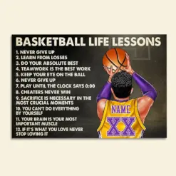 Personalized Basketball Player Poster - Life Lessons Never Give Up Learn From Losses - Poster & Canvas