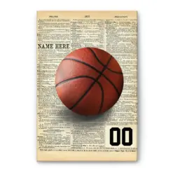 Personalized Basketball Poster & Canvas, Basketball Ball Dictionary Wall Art, Custom Name Number Home Decor For Son, Boy, Kid From Mom