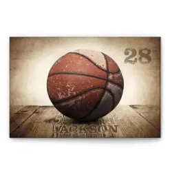 Personalized Basketball Poster & Canvas, Basketball Ball Vintage Wall Art, Custom Name Number Home Decor For Men, Women, Basketball Player