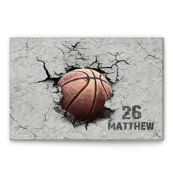 Personalized Basketball Poster & Canvas, Basketball Crack Wall Wall Art, Custom Name Number Home Decor For Son, Boy, Kid From Mom, Dad