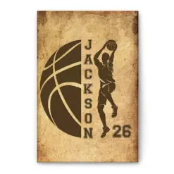 Personalized Basketball Poster & Canvas, Basketball Player - Inspirational Wall Art, Custom Name Number Home Decor For Son, Boy