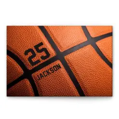 Personalized Basketball Poster & Canvas, Close Up of Basketball Ball Wall Art, Custom Name Number Home Decor For Son, Boy, Men