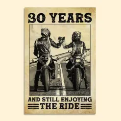 Personalized Biker Couple Poster - Motorcycle And Still Enjoying The Ride - Vintage - Poster & Canvas