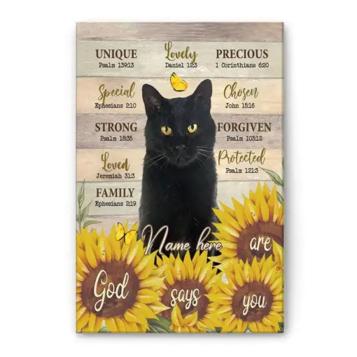 Personalized Black Cat Poster & Canvas, God Says You Are Wall Art, Home Decor, Mother's Day, Birthday Gift For Cat Mom, Cat Lover, Cat Owner