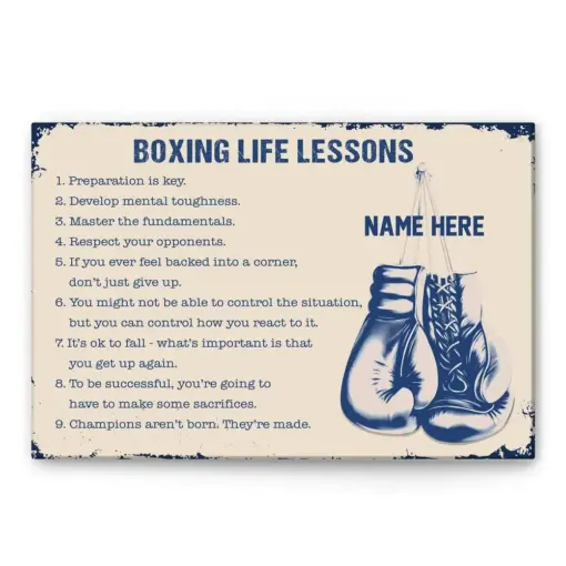 Personalized Boxing Poster & Canvas, Boxing Life Lessons Wall Art, Custom Name Home Decor, Birthday Gift For Men, Boy, Boyfriend