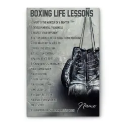 Personalized Boxing Poster & Canvas, Boxing Life Lessons Wall Art, Custom Name Home Decor For Boxer, Men