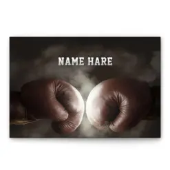 Personalized Boxing Poster & Canvas, Motivational Workout - Old Boxing Gloves Hit Together Wall Art, Custom Name Home Decor For Boy, Son