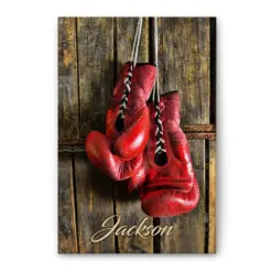 Personalized Boxing Poster & Canvas, Red Boxing Gloves Wall Art, Custom Name Home Decor For Boxer, Men