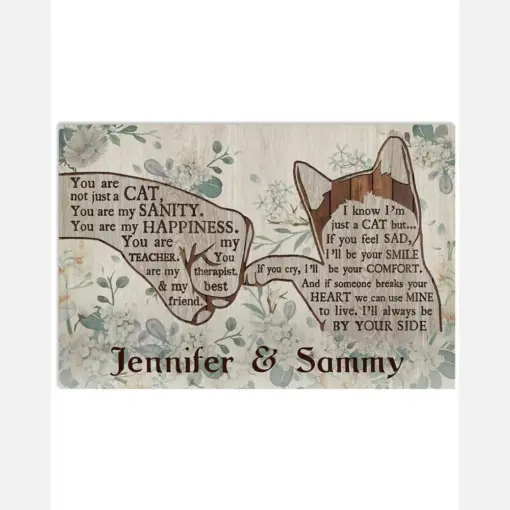 Personalized Cat Wood Floral Always