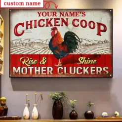 Personalized Chicken Poster, Canvas Chicken Coop Mother Cluckers