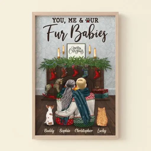 Personalized Christmas Couple Canvas Print You Me And Our Fur Babies Pet Person Home Decor - Poster & Canvas