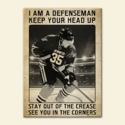 Personalized Defenseman Hockey Poster - I Am A Defenseman Keep Your Head Up - Vintage - Poster & Canvas