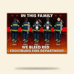 Personalized Firefighter Brother & Sister Poster - In This Family We Bleed Red - Poster & Canvas