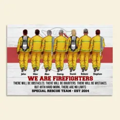 Personalized Firefighter Brother & Sister Poster - We Are Firefighters - Thin Red Line Background - Poster & Canvas