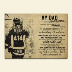 Personalized Firefighter Poster - Bring Him Home To Me - Vintage - Poster & Canvas