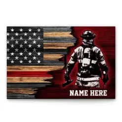 Personalized Firefighter Poster & Canvas, Fireman Back The Red Wall Art, Custom Name Home Decor, Father's Day, Birthday Gift For Men, Dad, Husband