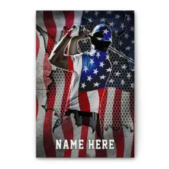 Personalized Golf Poster & Canvas, Golf Player American Flag Wall Art, Custom Name Home Decor For Boy, Men, Son, Golfer