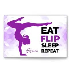 Personalized Gymnastics Poster & Canvas, Gymnast Eat Lift Sleep Repeat Wall Art, Custom Name Home Decor For Daughter, Girl, Women