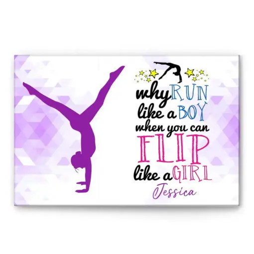 Personalized Gymnastics Poster & Canvas, Gymnast Motivational Quote Wall Art, Custom Name Home Decor For Daughter, Girl, Women