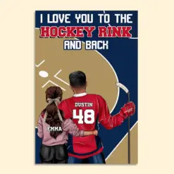 Personalized Hockey Couple Poster - Love You To The Hockey Rink And Back - Couple Shoulder To Shoulder - Poster & Canvas