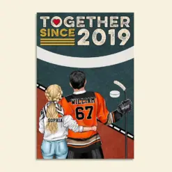 Personalized Hockey Couple Poster - Together Since - Couple Shoulder To Shoulder - Poster & Canvas