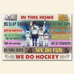 Personalized Hockey Family Poster - In This Home We Do Hockey - Poster & Canvas