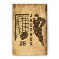 Personalized Hockey Poster & Canvas, Hockey Player - Inspirational Wall Art, Custom Name Number Home Decor For Son, Boy