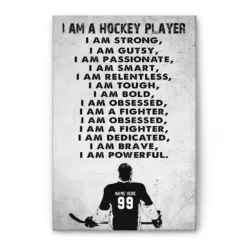 Personalized Hockey Poster & Canvas, I Am A Hockey Player Wall Art, Custom Name Number Home Decor For Son, Boy, Kid From Mom, Dad