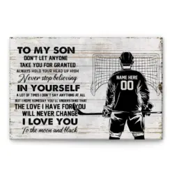 Personalized Hockey Poster & Canvas, To My Son Wall Art, Custom Name Number Home Decor For Son, Boy, Men From Mom, Dad, Birthday Gifts