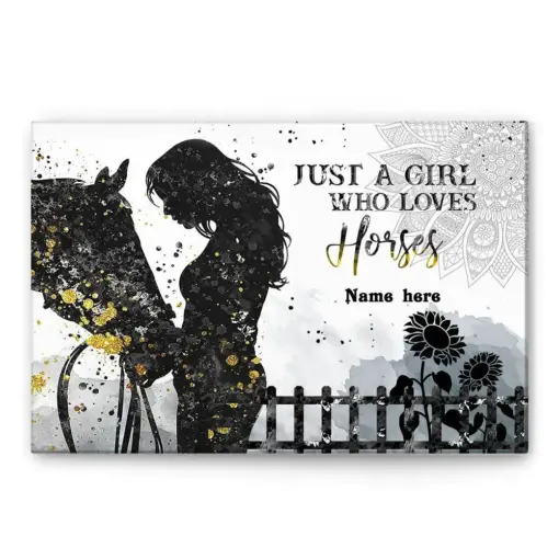 Personalized Horse Poster & Canvas, Inspirational Poster - Farmhouse Horse And Girl Wall Art, Custom Name Home Decor For Girl, Horse Lover