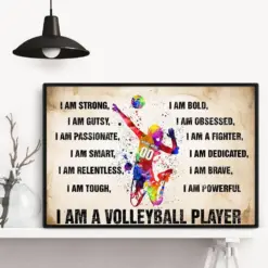 Personalized I Am A Volleyball Player Poster, Canvas