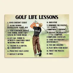 Personalized Male Golfer Poster - Golf Life Lessons Luck Doesn't Exist - Poster & Canvas